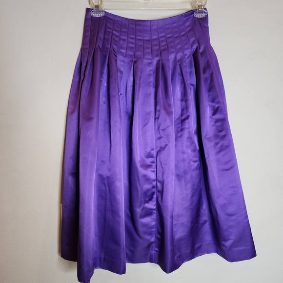 NWT J. Crew Silk Blend Purple Satin Pleated Midi Skirt Size 6 Party Event - Picture 13 of 14